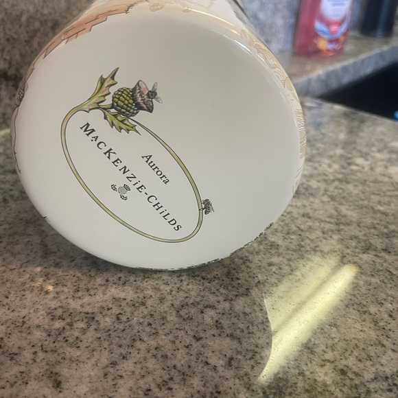 MacKenzie-Childs Aurora Farms Canister with Gold and Green Accents Rare - Picture 2 of 5